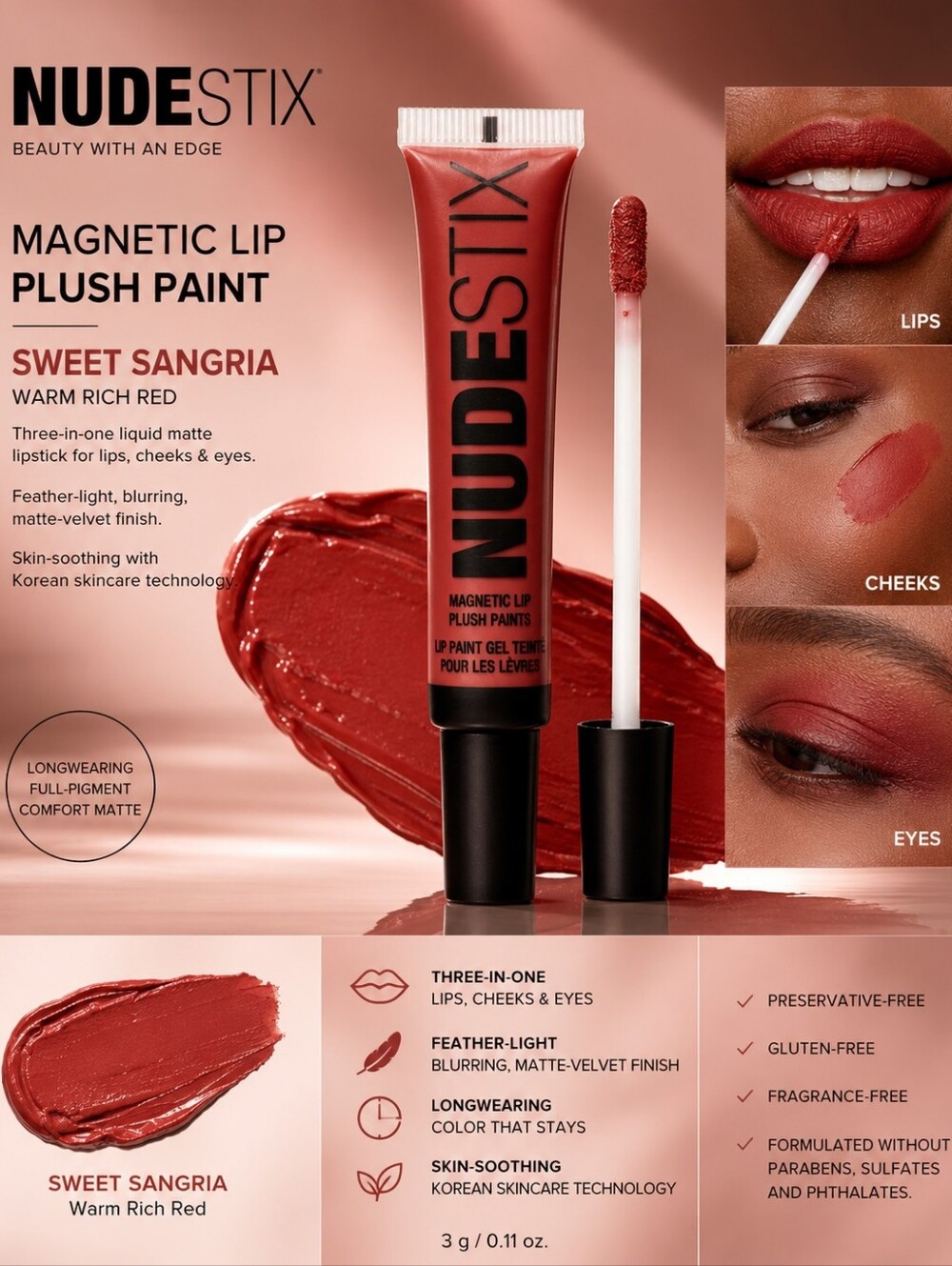 NUDESTIX Magnetic Lip Plush Paint β Sweet Sangria